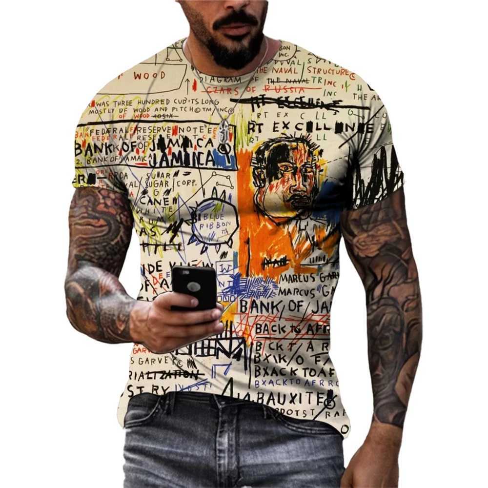 Summer fashion street graffiti art mens T-shirt trend casual hip-hop harajuku personality funny 3D printed short sleeved T-shirt top W250224