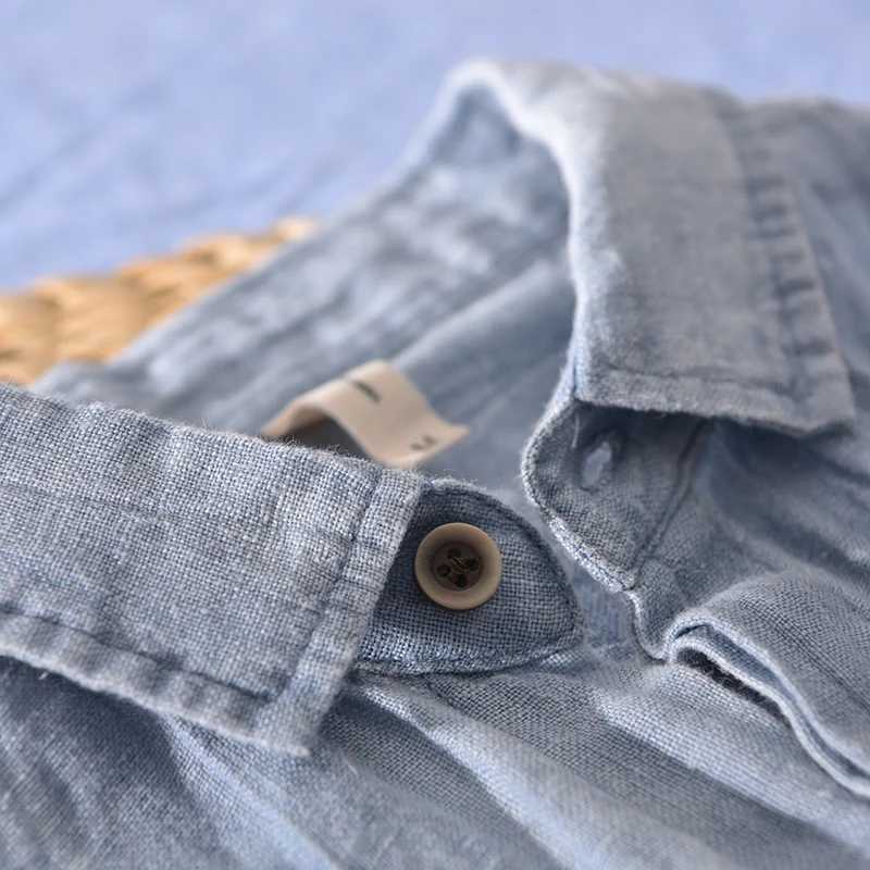 00% Linen new arrival short-sleeved casual shirt men fashion brand shirts for men comfortable shirt men solid overhemd shirt W250224