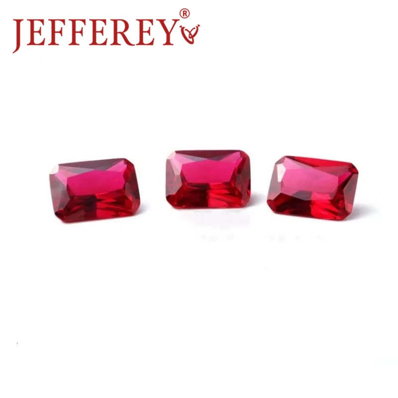 8A Natural Ruby Faceted Octagon Princess Cut Lab Grown Gems 4X6mm-13x18mm Red Loose Stone Gemstone for Jewelry Making 250222