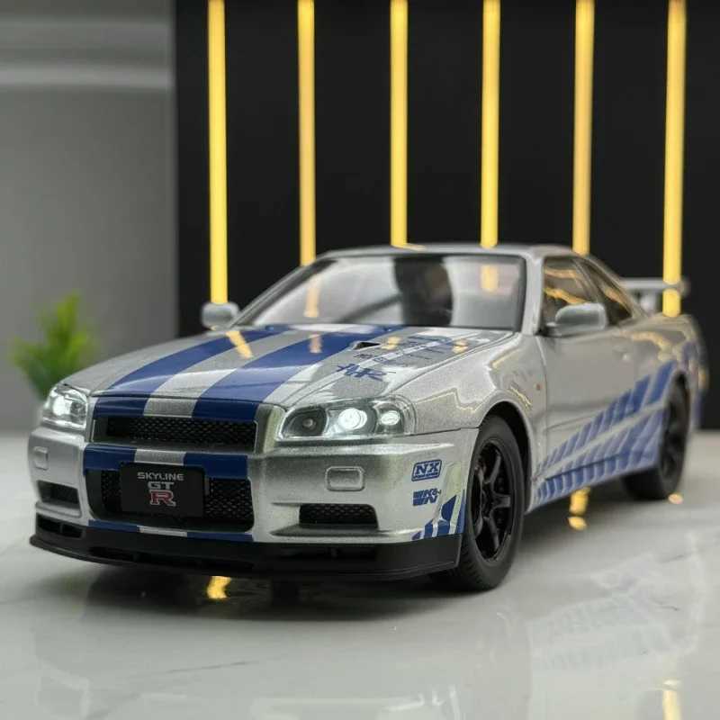 Wild Speed 1/24 Nissan Skyline GT-R R34 Alloy Model 1/32 JDM Collective Miniature Car Diecast Toy Vehicle Boy Home Decor Free shipping