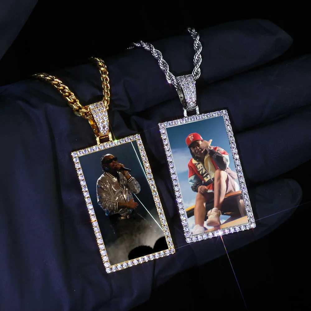 Customized 25mm photo medal solid necklace image memory hip-hop jewelry gold-plated d cubic zirconia square pendant X250224