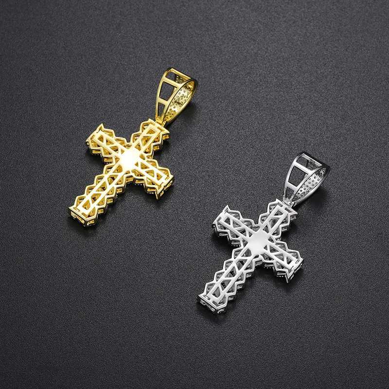 High Quality Unisex Classic Cross 14mm Cuban Link Necklace Men Mossanite Sterling Silver 925 Chains Necklaces Hip Hop Jewelry X250224