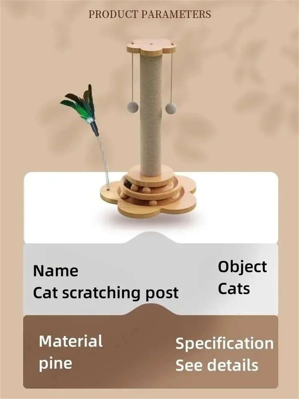 Pet Toy cat scratcher Turntable Funny Stick Balls Durable Sisal Scratching Board Supplies Cat Grab Column