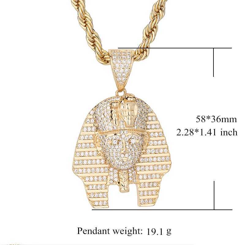 New Arrival Hip Hop 14k Gold Plated Egyptian Pharaoh Zircon copper pendant charm Necklace X250224
