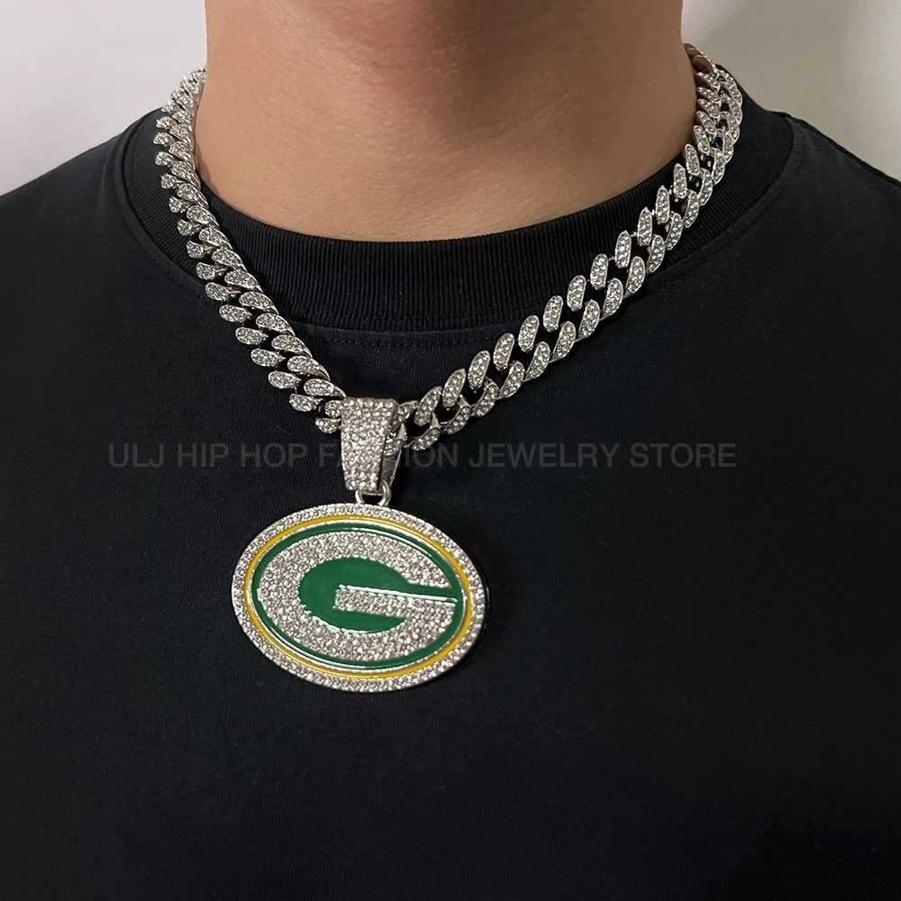 J Hip Hop Round G Letter Chain Necklace with Cuban Mi D Out Sparkling Fashion Cuban Jewelry X250224