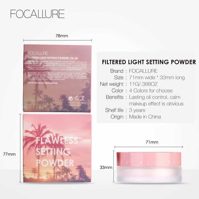FOCALLURE 4 Colors Matte Loose Powder Waterproof Oil-control Minerals Makeup Setting Powder Finish Face Cosmetics for WomenXJ250224