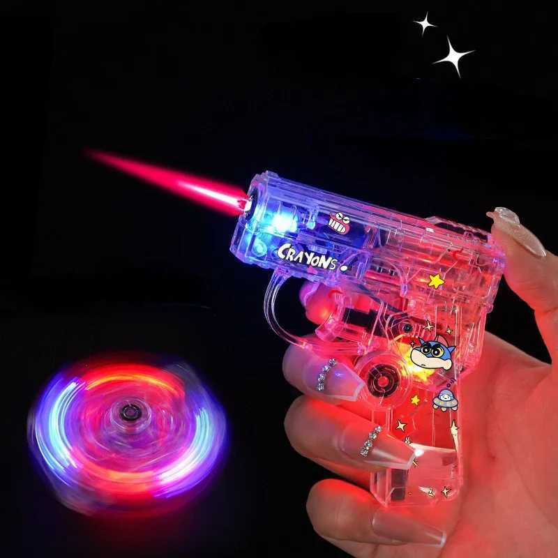 Creative Luminous Fingertip Spinner Folding Lighter Transparent Rotating Decompression Windproof Lighter Mens GiftsT250224
