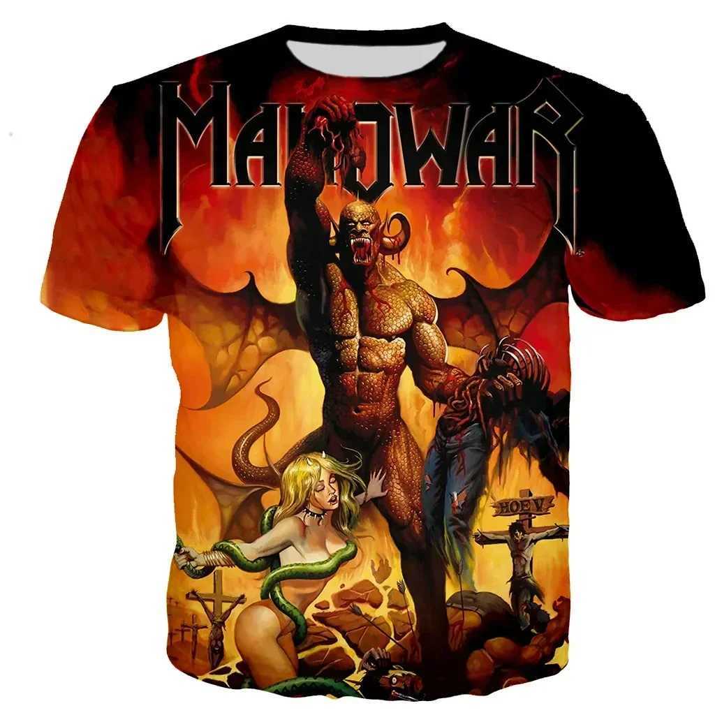 Fashion Manowar T-shirt 3D printed mens short sleeved O-neck T-shirt hip-hop street casual top unisex clothing W250224