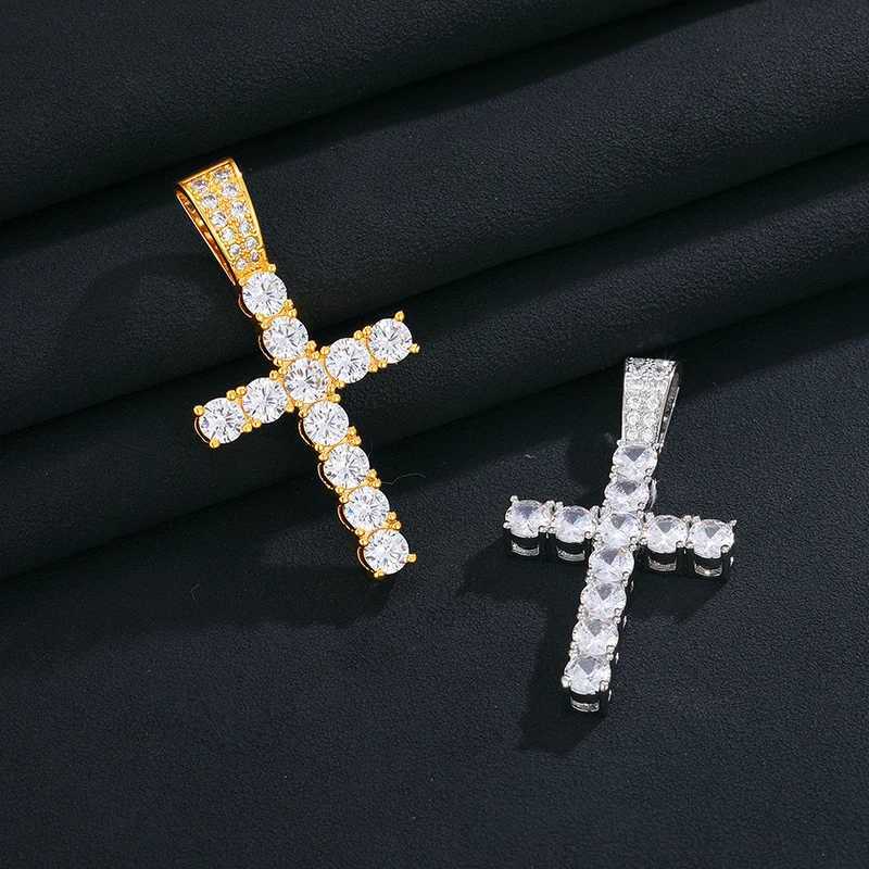 5mm Tennis Cross Pendant Hip Hop Jewelry Fly Mo Silica Pendant Necklace with Exquisite Jewelry Tennis Chain X250224