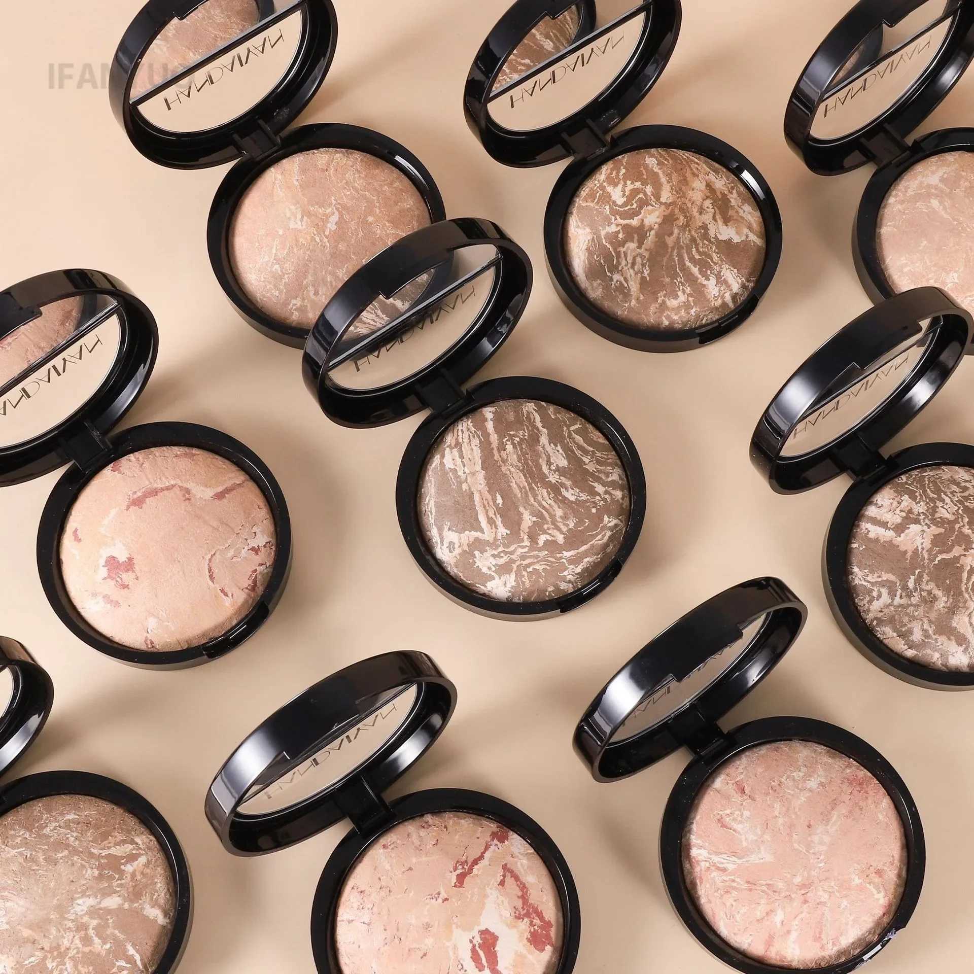 Marble Baked Makeup Setting Powder Luminous Finish Medium Conceal Foundation Highlight Oil-control Pressed Powder Makeup BaseXJ250224