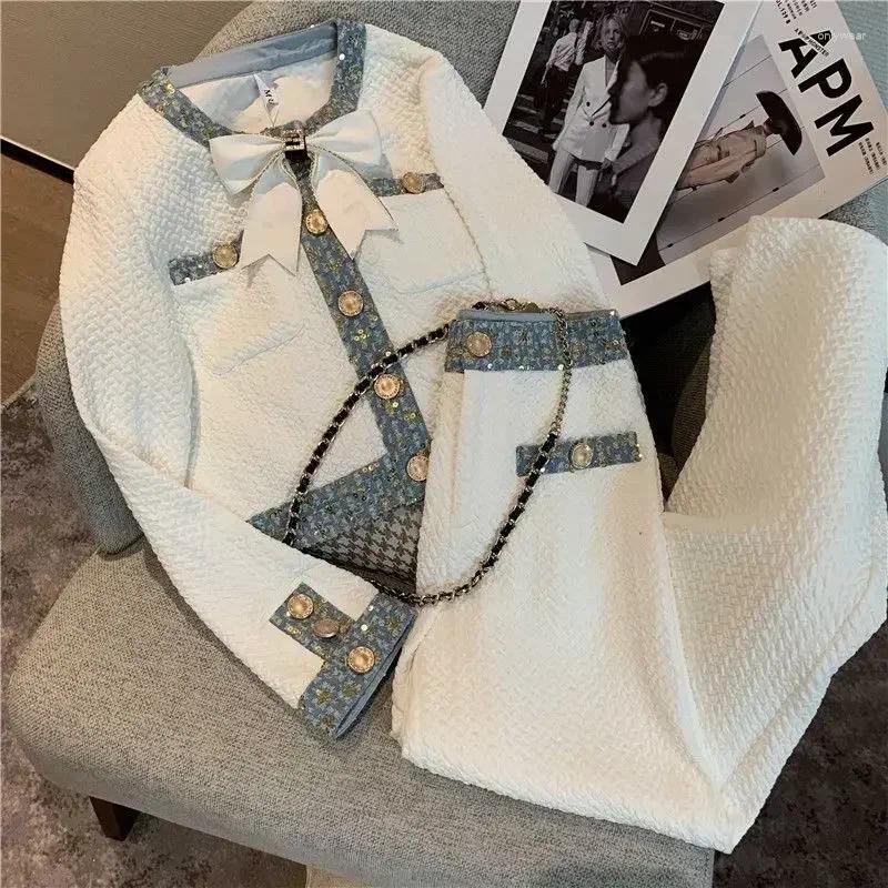 Women's Two Piece Pants 2025 Autumn High-end And Age Reducing Fashion Long Sleeved Jacket Paired With Wide Leg Set