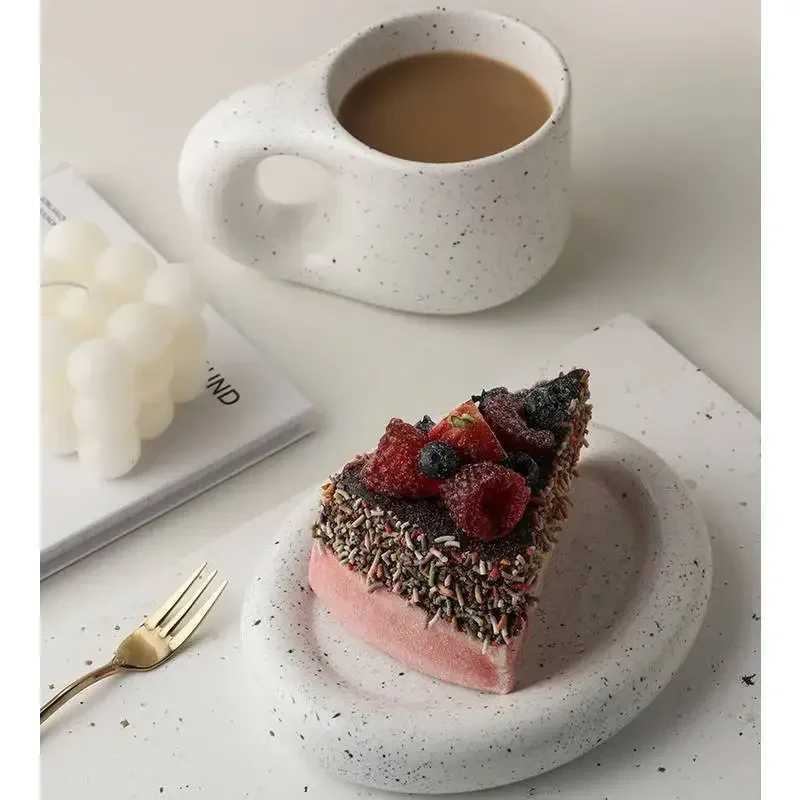 Creative Colorful Fat Ceramics Mugs with Saucer Coffee Mug Milk Tea Office Cups Drinkware The Best Birthday Gift for FriendsC250224