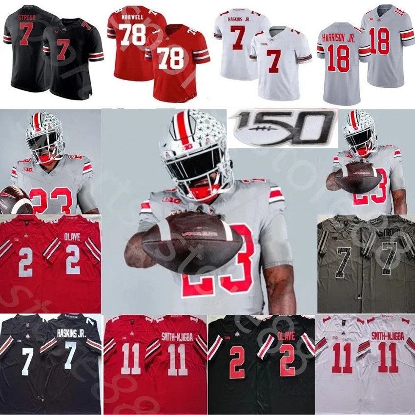 Custom S-4XL Njigba Stroud Fields George Olave Henderson Downs Smith Elliott Harrison Jr. Bosa McCord Egbuka Football Jersey