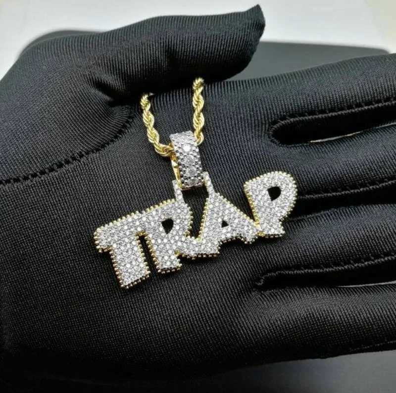 Out Chain Necklace Trap Design Letter Pendant Personality Trend Fashion Hip Hop Necklace X250224