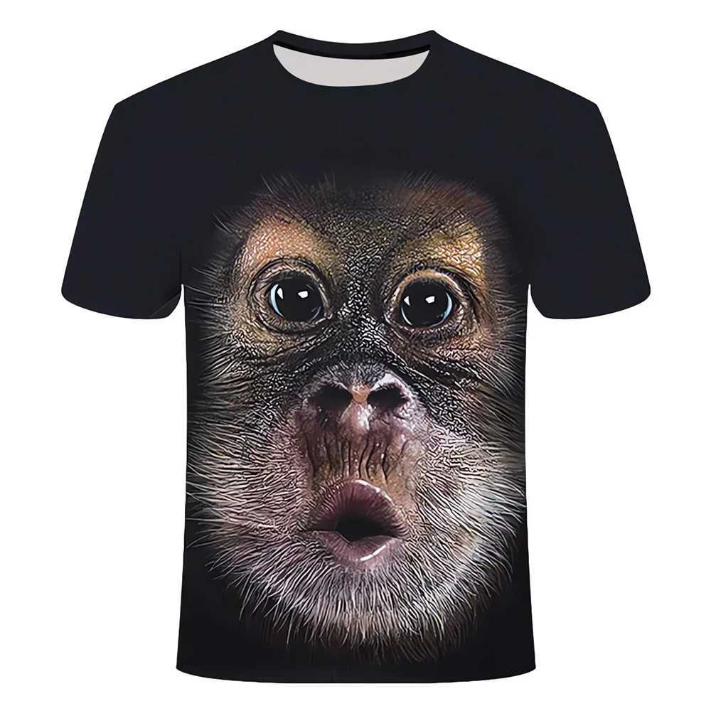 New Mens T-Shirt Fashion 3D Monkey Printed T-Shirts for Men Summer Casual Round Neck Tops Short Sleeve Oversized Funny T Shirt W250224