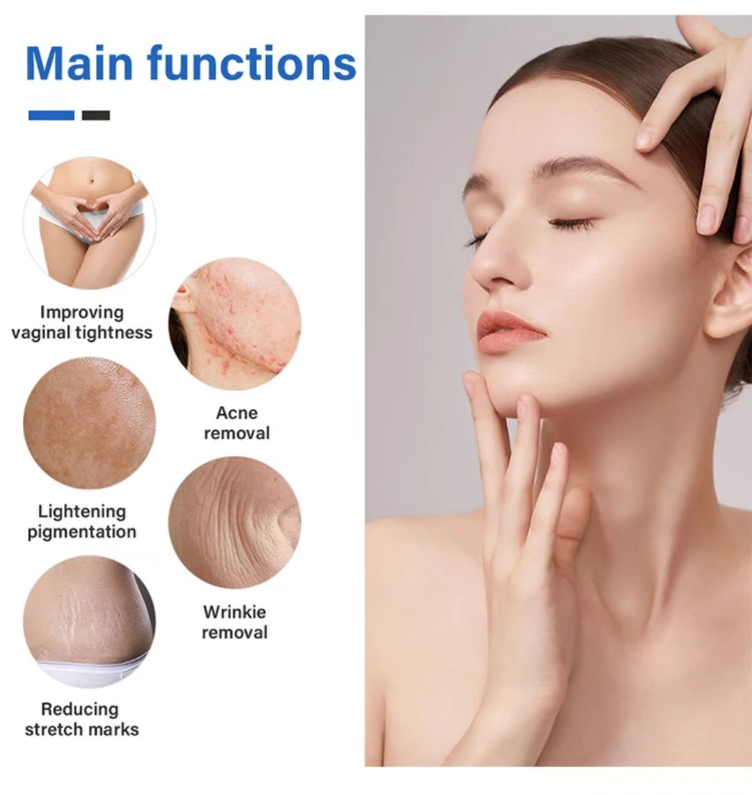 Fractional Co2 Laser 10600nm Freckle Wrinkle Scars Removal Machine 60W CO2 Lazer Acne Scar Removal Skin Resurfacing RF Tube Vaginal Tightening Skin Re