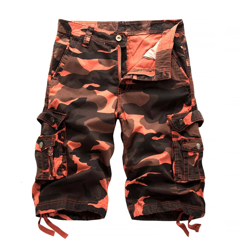 2023 Summer Cargo Shorts Men Camouflage Cotton Casual Knee Length Pants Mens Clothing Comfortable Camo 250214