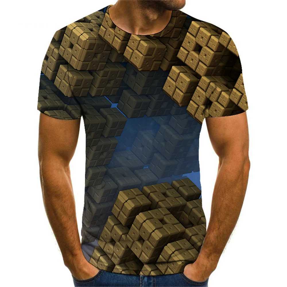 Mens T Shirt Optical Illusion Crew Neck Round Neck 3D Print Plus Size Casual Short Sleeve Clothing Apparel Vintage Streetwear W250224