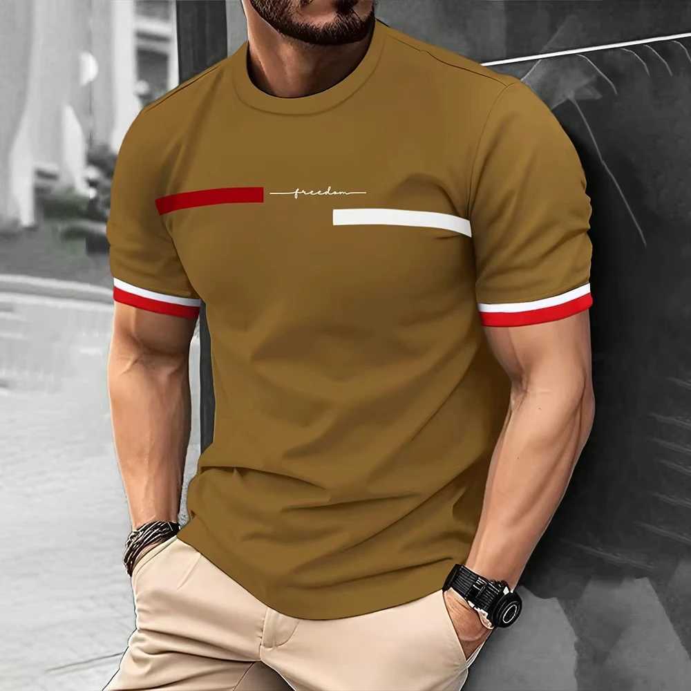 Fashion Summer 3D Stripe Letter Print Mens T Shirt Hip Hop Trend Harajuku Streetwear Casual O-neck Oversized T-shirts Men Tops W250224