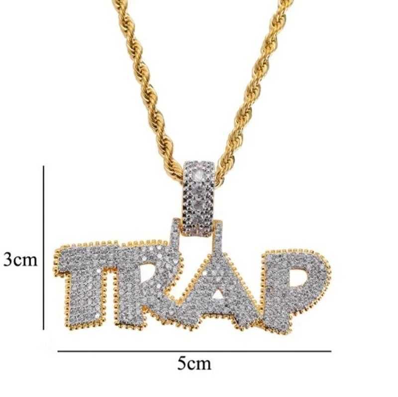 Out Chain Necklace Trap Design Letter Pendant Personality Trend Fashion Hip Hop Necklace X250224