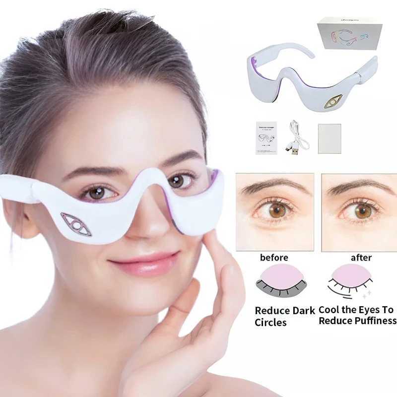 LED Micro Current Pulse Eye Massager Relieves Eye Fatigue Fades Dark Circle Anti Wrinkle Heat Therapy Eye Beauty Device CurrentXJ250224
