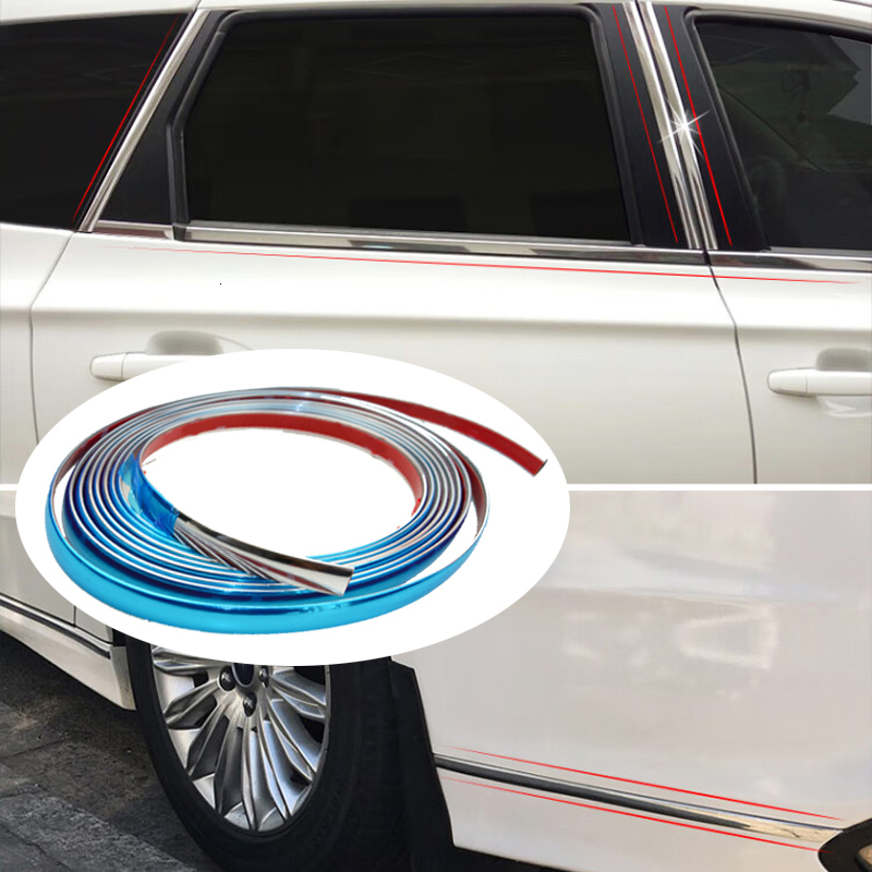 Chrome Body Strip Bumper Door Protector Moulding Styg Sticker Window Car Exterior Trim Accessories