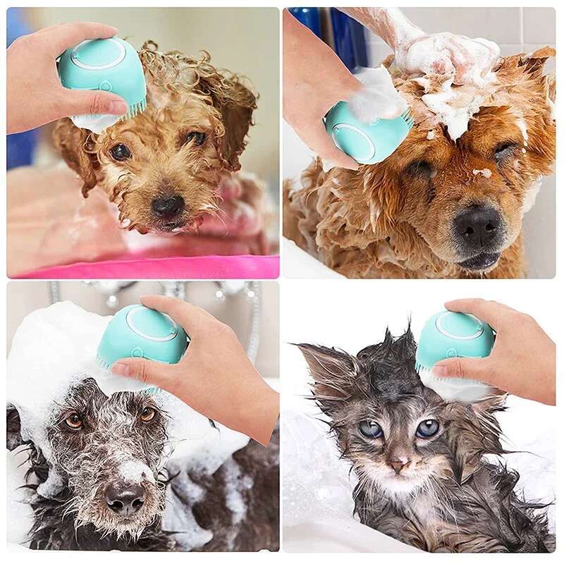 Silicone Cat Shower Pet Shampoo Dispenser Massager Bath Bathroom Puppy Washing Grooming Brush Dog Accessories