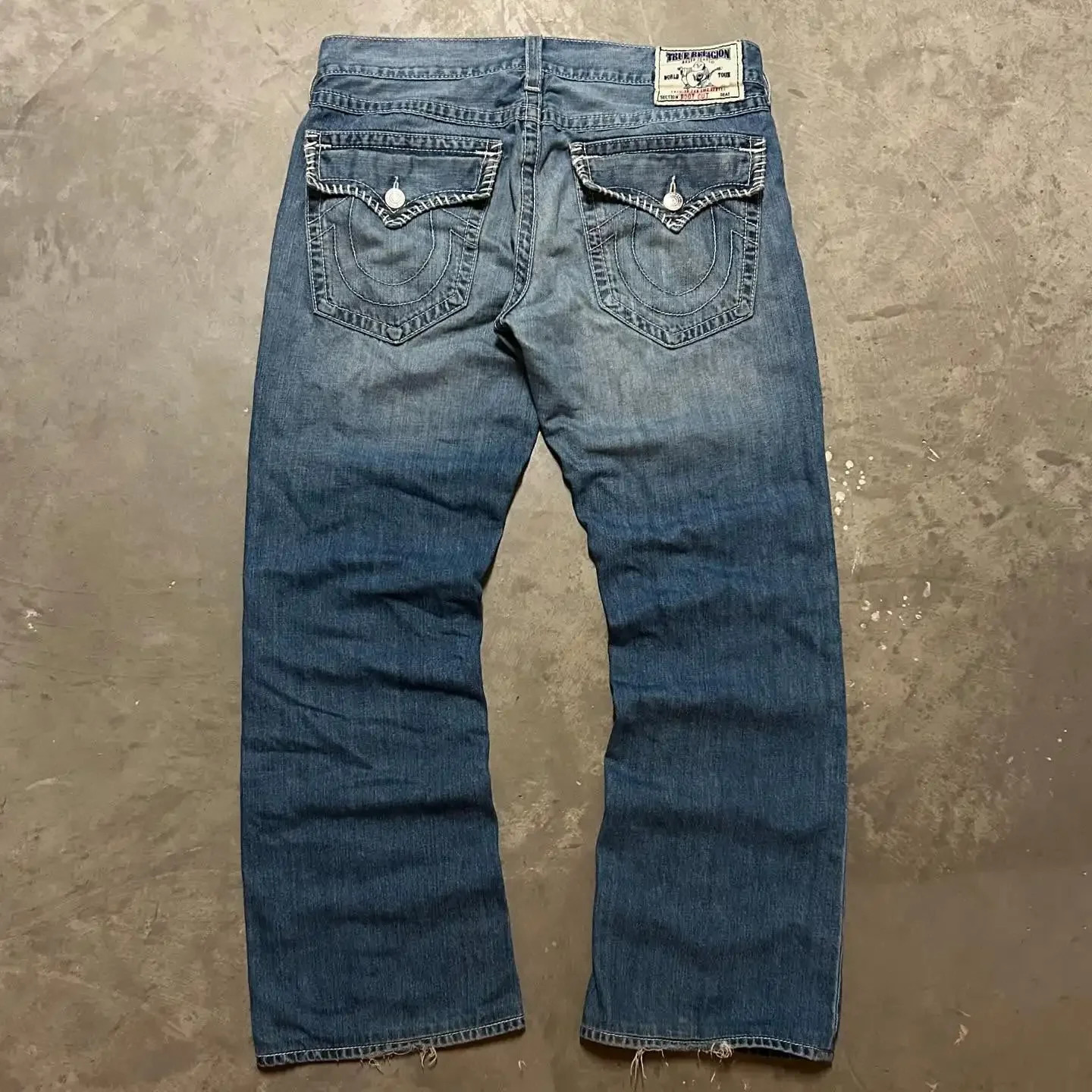 American Retro Pocket Embroidered Loose Jeans Y2K Gothic Hip-hop Casual Straight Leg Pants Street Wear 250221