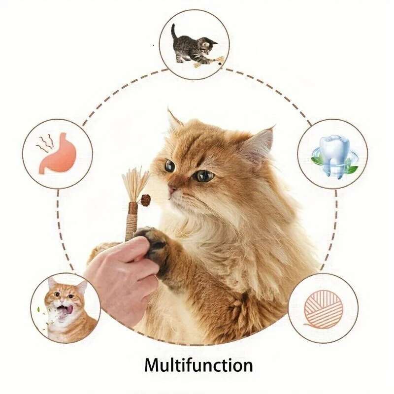 1 Pc Toys Siervine Chew Polygonum Kitty Raffia Grass Supplies Cleaning Teeth Stick Pet Bite Cat Toy Hemp Rope