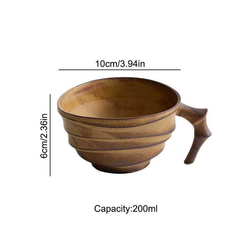 Japanese Vintage Mug 200ml Creative personalized design Coffee Cup Ceramic Mug Milk Breakfast Oatmeal cups Home Office water cupC250224