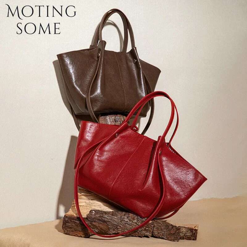 Motingsome Top Qualuty Shoulder Bag Woman Tote Crossbody First Layer Real Plant-Tanned Leather Cowhide Wing Shape Mini Handbag