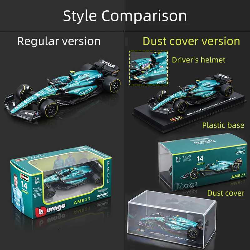 Bburago 1 43 Aston Martin Series AMR23 F1 Racing Alloy Die Casting Model Toy 14# Fernando Alonso 2023 Boy Gift Free shipping
