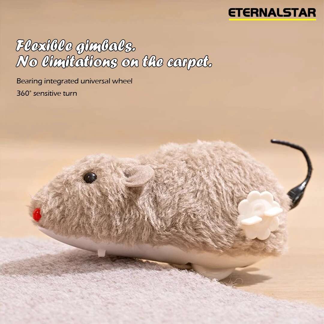 Clockwork Simulation Mouse No Batteries Durable Indoor Cat Hi-Lo Relieve Boredom Interactive Plush Pet Toys