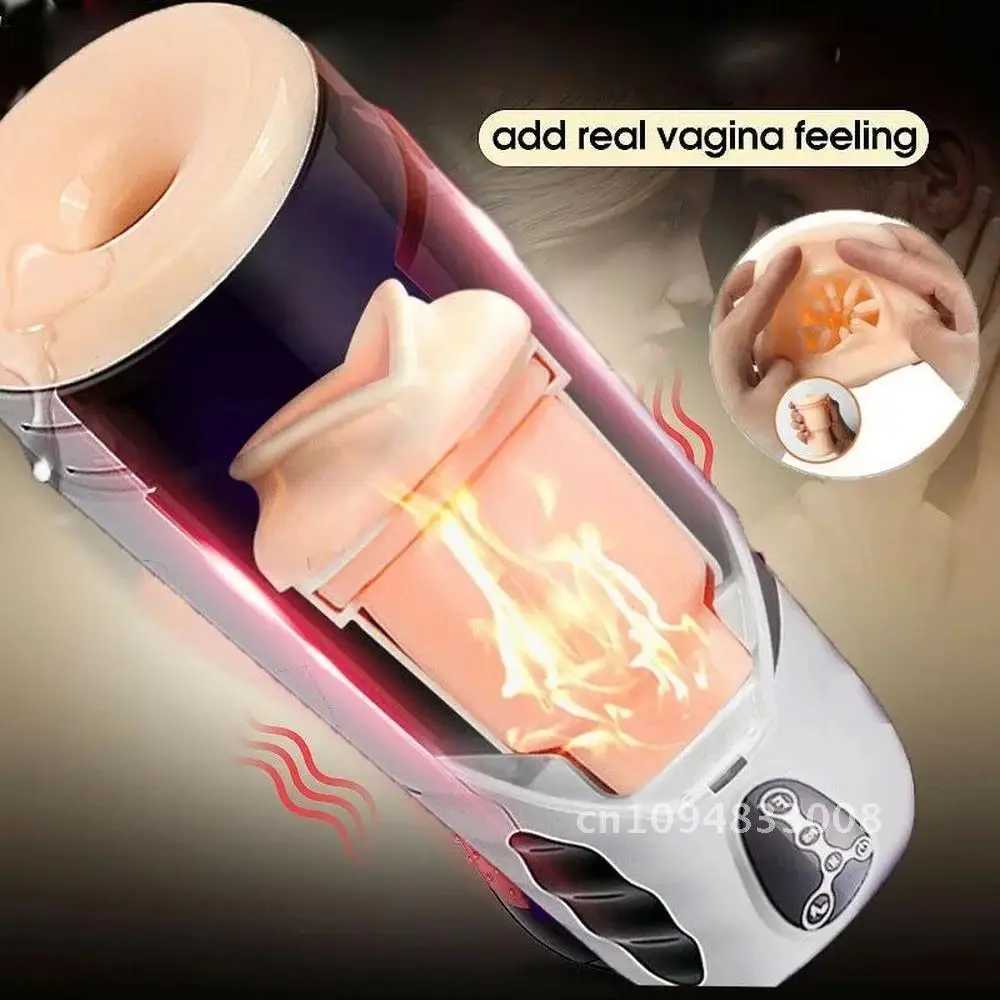 Fully Automatic Male Masturbator Cup Ejaculation Realistic Powerful Auto for Channel Toys Real Vagina Sucking Men Pocket PussyW250224
