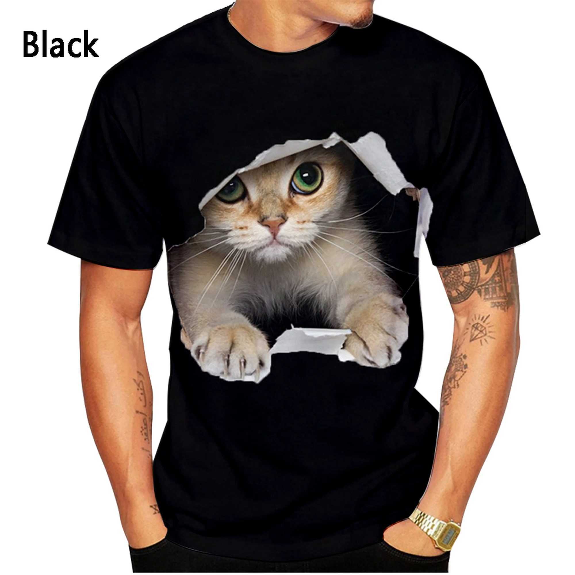 New Fashion Cute Cat 3D Printing T-Shirt Mens Ladies Summer Casual Short Sleeve Round Neck Shirt Top W250224