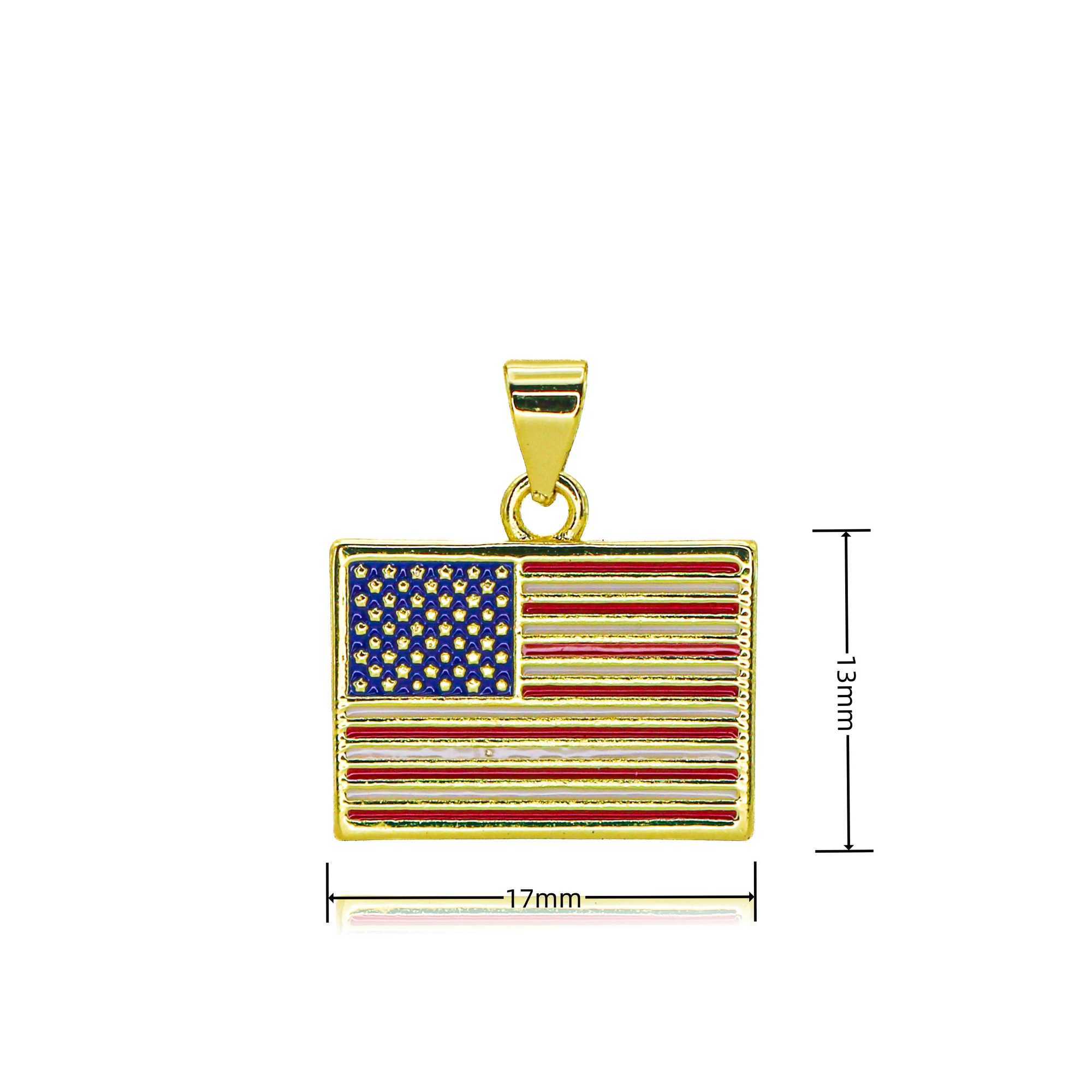 Copper Gold Plated United States Flag Charms for DIY Jewelry Making Enamel USA Flag Souvenir Pendant Jewelry Gifts Accessories X250224