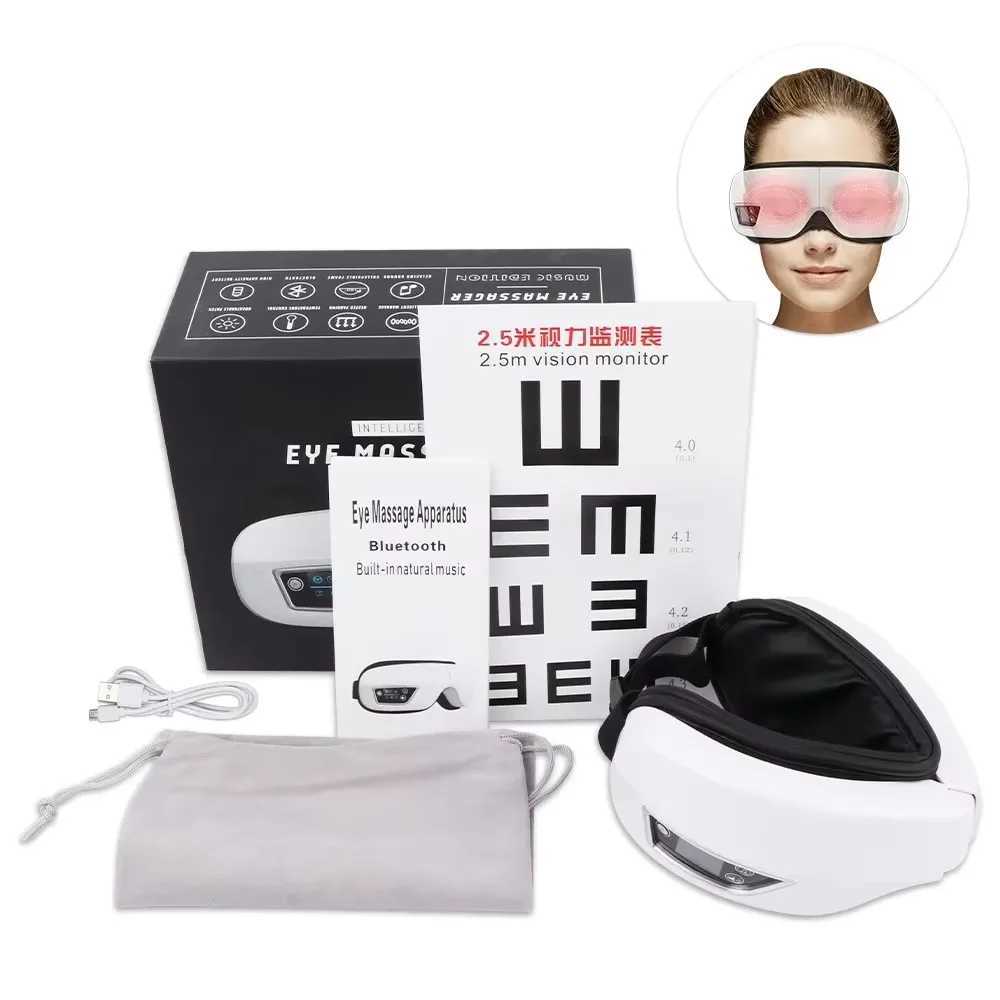 Eye Massager 6D Intelligent Airbag Vibration Eye Care Instrument Hot Compression Bluetooth Eye Massage Glasses Fatigue Pouch WrinkleXJ250224
