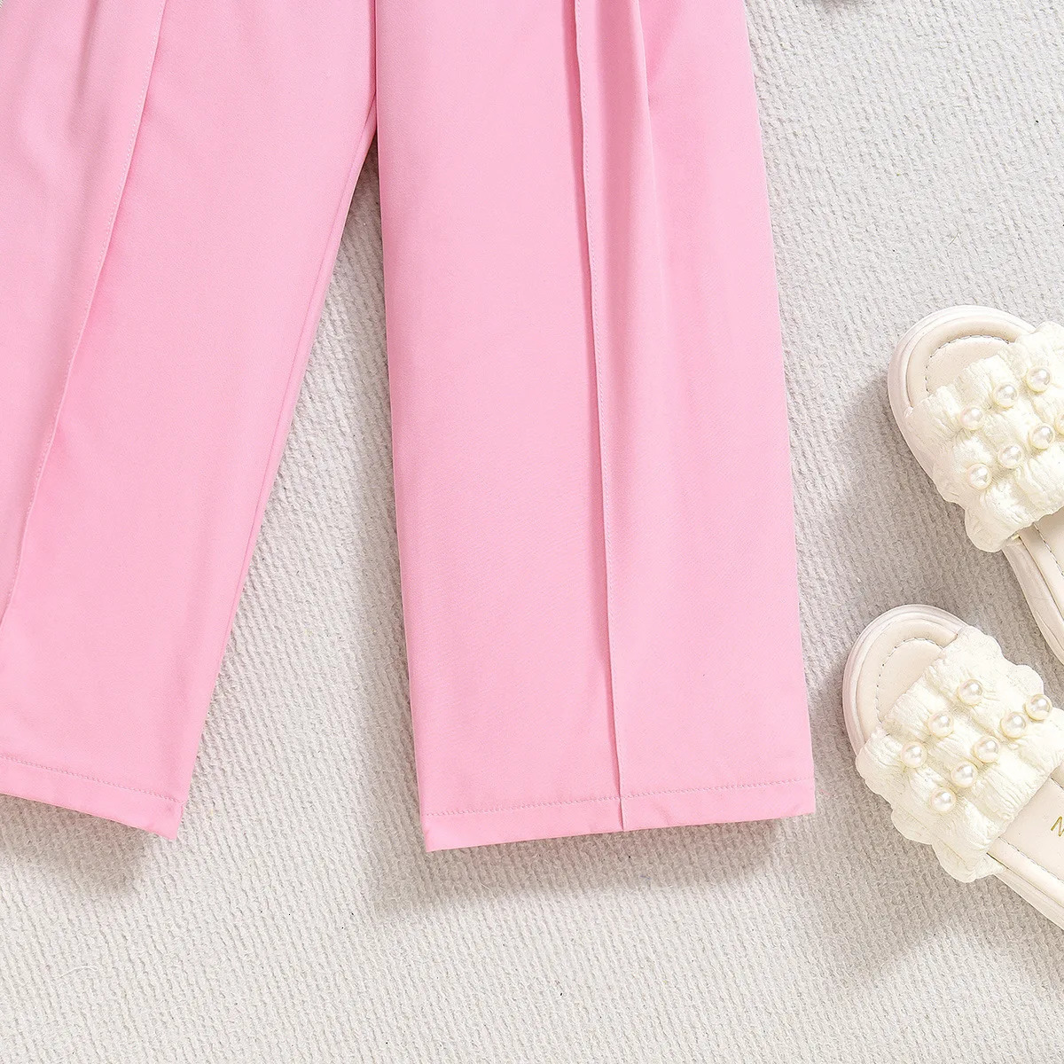 Prowow Children Clothing Summer Girls Pink Outfit Sets Lace Mesh Flower Vest and Long Pants Kids Clothes Girls Elegant Sets 250224