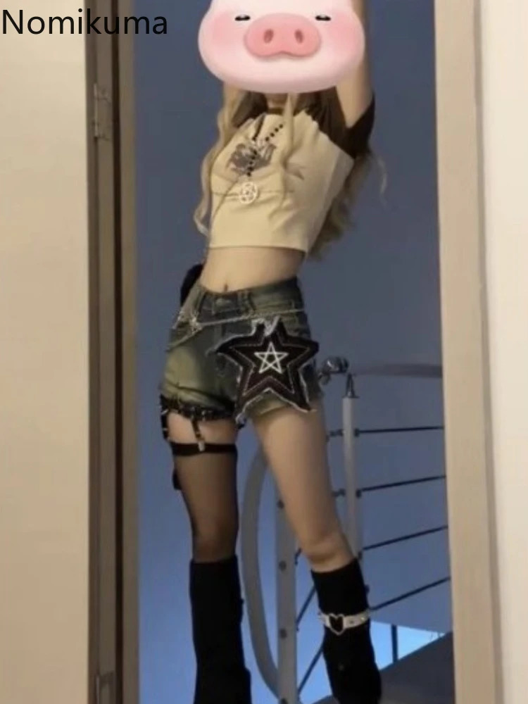 Harajuku Jean Shorts Women Clothing Streetwear Summer Y2k Pants Bottoms Star Casual Fashion Womens Shorts 250220