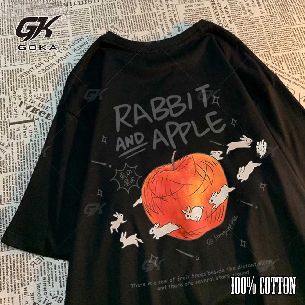 Rabbits Running Around Apples Graphic Tshirt High-Quality Casual Comfortable Mens and womens short sleeve tops W250224