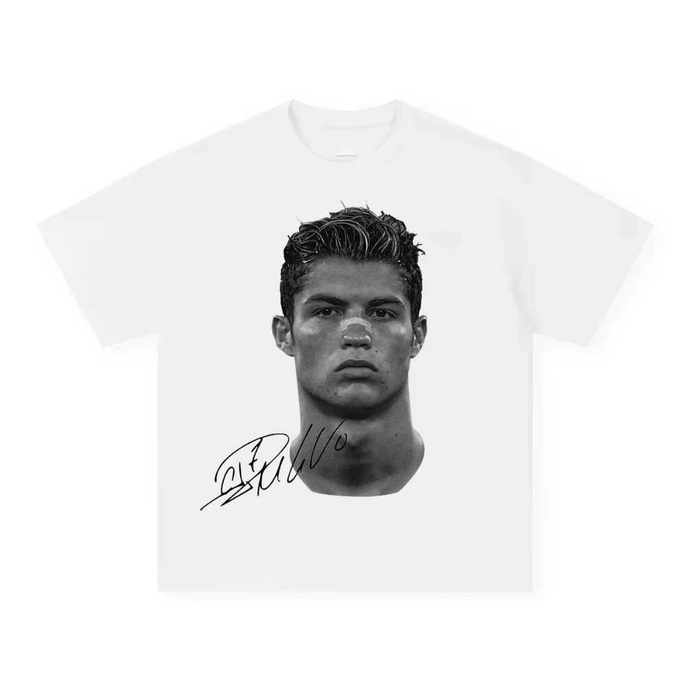 Mens T-thirts Cristiano Ronaldo Pure Cotton American-style Streets Both Sexes Fashionable Vintage Print Short-sleeved T-shirt W250224