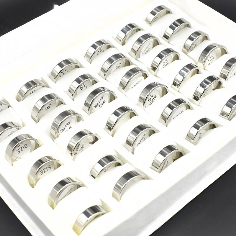 36 Pieces Mix Size Black Stainless Steel Ring for Women Simple Boho Statement Engagement Rings Men Fashion Jewelry NO Box 250218