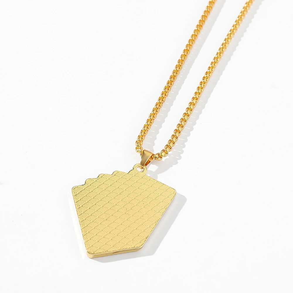Mens Statement Fl Rhinestone Lucky Ace of Spades Pendant Necklace Gold Color Jewelry Fortune Playing Cards X250224