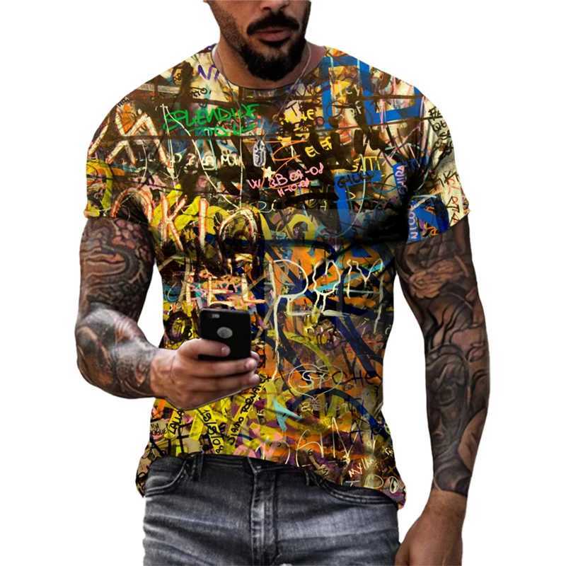 Summer New 3D Printed Graffiti Men T-shirts 2023 Trend Fashion Casual Street Art oversized t shirt Hip Hop harajuku O-neck Tees W250224