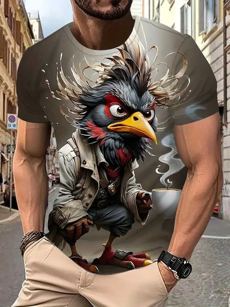 Funny Mens T Shirt Cartoon Duck Print Summer Casual Short Sleeve Pullover Fashion T-shirts Outdoor Male Overszied Clothing W250224