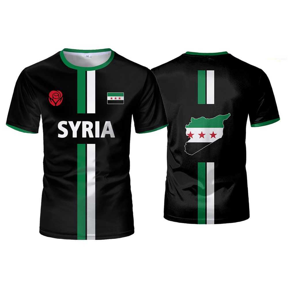 Free Syrian flag pattern T-shirt mens sports T shirt NATIONAL emblem 3D print street loose unisex casual tops W250224