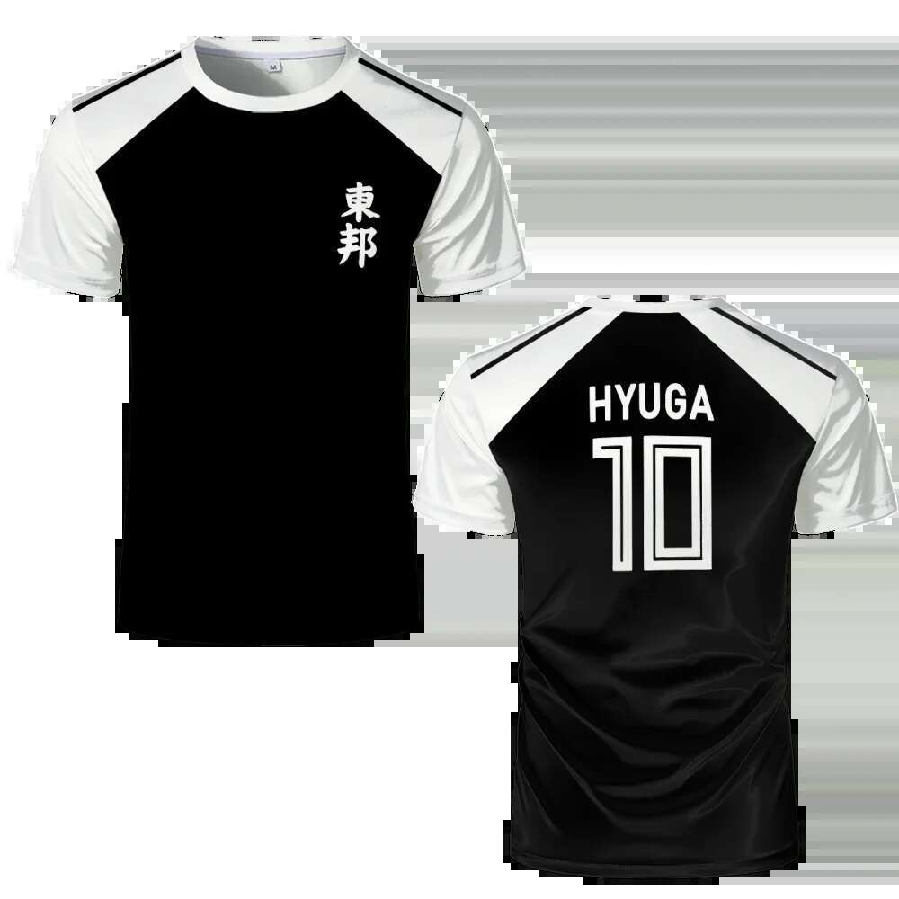 Tsubasa Captain Animated T-shirt Hyuga Animated Role Playing Short Sleeve 3D Printed Football Shirt T-shirt Men's Designer Clothing
