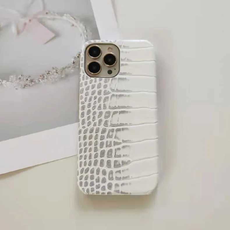 Crocodile Grain Leather Case For iPhone 16 13 14 11 12 15 Pro Max XR X XS 6 6S 7 8 Plus SE2020 Gradient Hard PC Shockproof Cover X250224