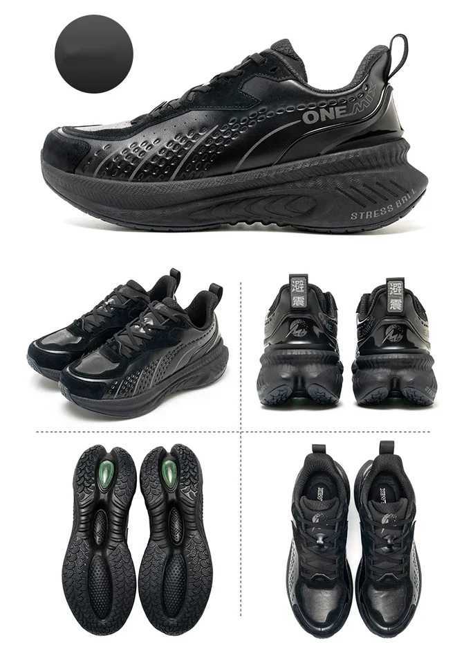 ONEMIX Winter Running Shoes for Men Leather Warm Sport Shoes Wear-resistant Female Jogging Training Shoes Black Walking SneakersC250304