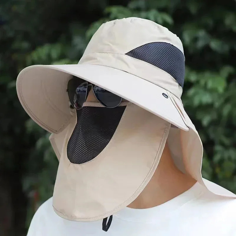 Summer sun hat UV protection outdoor hunting and fishing hiking camping neckband fisherman 250210